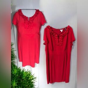 Cato 22/24 Red Embellished Flutter Sleeve Midi Dress